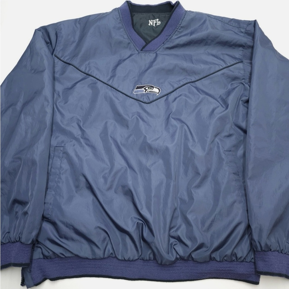Vintage NFL Seahawks Pullover Mens Size XL Reversible Side Zip Windbreaker Shirt